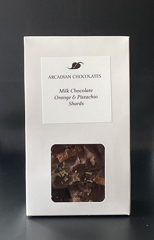 Milk Chocolate Orange and Pistachio Shards